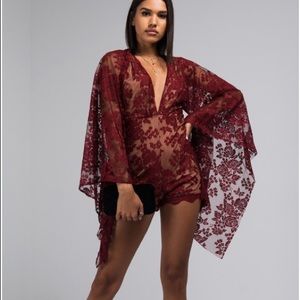 Akira Lace Bell sleeve Romper